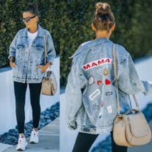 NWOT Revel Mama Patch Denim Jacket
